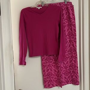 TOMMY HILFIGER WOMEN'S PAJAMA SET FUSCHIA TOP & ELASTIC WAIST PANTS SIZE M